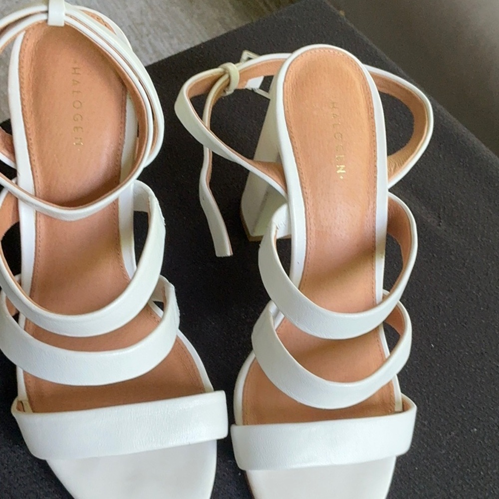 Halogen White Stiletto Heels Strappy Sandals